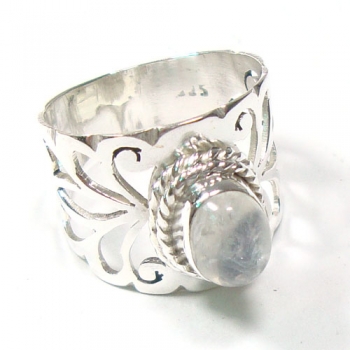 Petite pure silver high fashion gemstone ring